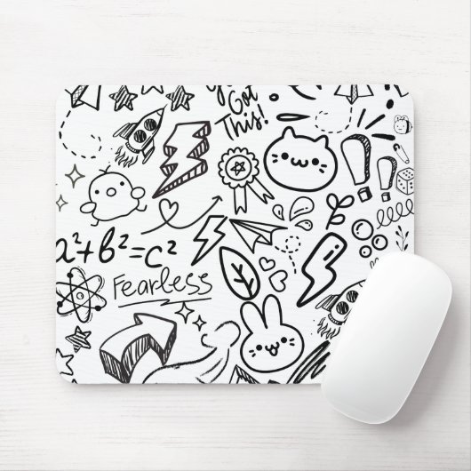 Weiße Doodles Mousepad (Mit Mouse)
