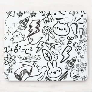 Weiße Doodles Mousepad