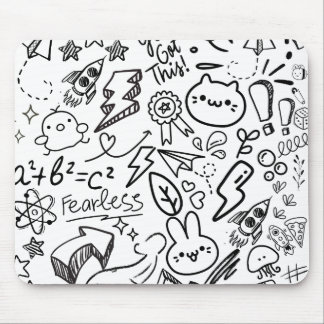 Weiße Doodles Mousepad