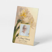 Weiße Doppel-Daffodien Beerdigungsdenkmal Sockelschild (Vorderseite)