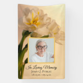 Weiße Doppel-Daffodilen Feier der Lebensbeerdigung Banner (Vertikal)