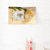 Weiße Doppel-Daffodilen Feier der Lebensbeerdigung Banner (InSitu)