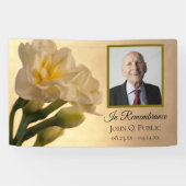 Weiße Doppel-Daffodilen Feier der Lebensbeerdigung Banner (Horizontal)