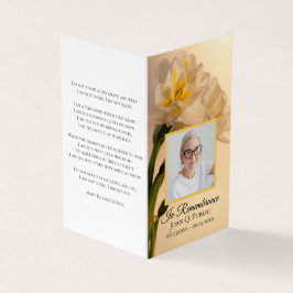 Weiße Doppel-Daffodische Blume Beerdigung Gebet Visitenkarten