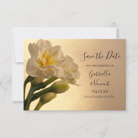 Weiße Doppel-Kleidungsstücke Hochzeit Sichern Sie  Save The Date (Vorderseite)