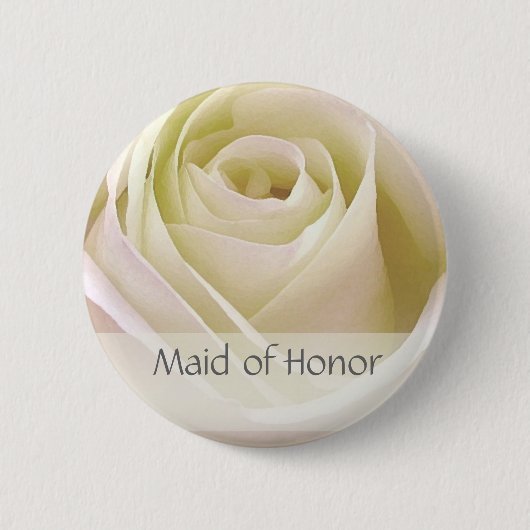 Weiße doppelte Rose Trauzeugin Button (Vorderseite)
