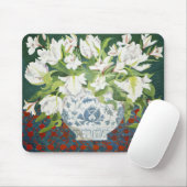 Weiße doppelte Tulpen und Alstroemerias 2013 Mousepad (Mit Mouse)