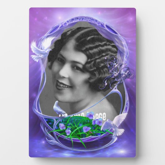 Weiße Dosen und Violetten Art Frame Plaque Fotoplatte (Vorderseite)