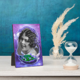 Weiße Dosen und Violetten Art Frame Plaque Fotoplatte