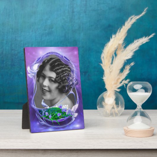 Weiße Dosen und Violetten Art Frame Plaque Fotoplatte (Seite)