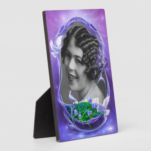 Weiße Dosen und Violetten Art Frame Plaque Fotoplatte (Seite)