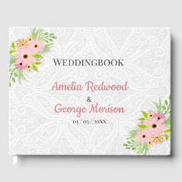 Weiße Dosierung und Blume Gästebuch