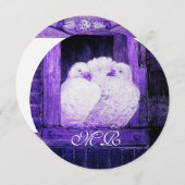 WEISSE DOVEN AM FENSTEMONOGRAMM EINLADUNG (Vorne/Hinten)