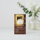 WEISSE DOVEN AM FENSTER GELBbraun Visitenkarte (Stehend Vorderseite)