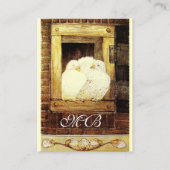 WEISSE DOVEN AM FENSTER, Monogramm Gelbbraun Visitenkarte (Rückseite)