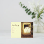 WEISSE DOVEN AM FENSTER, Monogramm Gelbbraun Visitenkarte (Stehend Vorderseite)