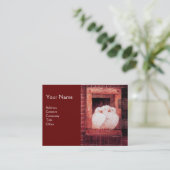 WEISSE DOVEN AM FENSTER, monogramm rot braun Visitenkarte (Stehend Vorderseite)