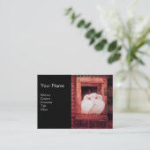 WEISSE DOVEN AM FENSTER, monogramm rotes braunes S Visitenkarte (Stehend Vorderseite)