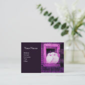 WEISSE DOVEN AN DER Lila FENSTELLE Visitenkarte (Stehend Vorderseite)