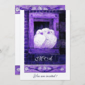 WEISSE DOVEN AUF DEM FENSTER, Champagner Einladung (Vorne/Hinten)