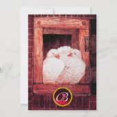 WEISSE DOVEN IM ROTEN FENSTER-WEDDGEM-MONOGRAM EINLADUNG (Vorderseite)