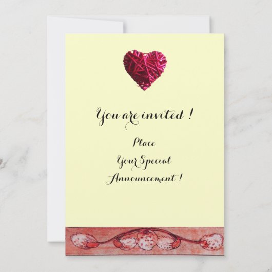 WEISSE DOVEN IM ROTEN FENSTER-WEDDGEM-MONOGRAM EINLADUNG (Rückseite)