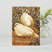 WEISSE DOVEN IN BROWN SEPIA EINLADUNG (Stehend Vorderseite)