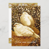 WEISSE DOVEN IN BROWN SEPIA EINLADUNG (Vorne/Hinten)