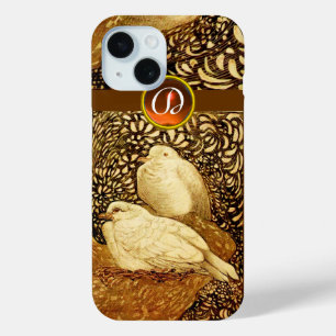 WEISSE DOVEN IN BROWN SEPIA, GEM STONE MONOGRAM Case-Mate iPhone HÜLLE