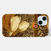 WEISSE DOVEN IN BROWN SEPIA, GEM STONE MONOGRAM Case-Mate iPhone HÜLLE (Rückseite (Horizontal))