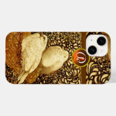 WEISSE DOVEN IN BROWN SEPIA, GEM STONE MONOGRAM Case-Mate iPhone HÜLLE (Rückseite (Horizontal))