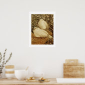 WEISSE DOVEN IN BROWN SEPIA POSTER (Küche)