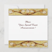 WEISSE DOVEN IN FENSTER GELBE WEDDING PARTY EINLADUNG (Rückseite)