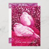 WEISSE DOVEN IN PINK FUCHSIA EINLADUNG (Vorne/Hinten)