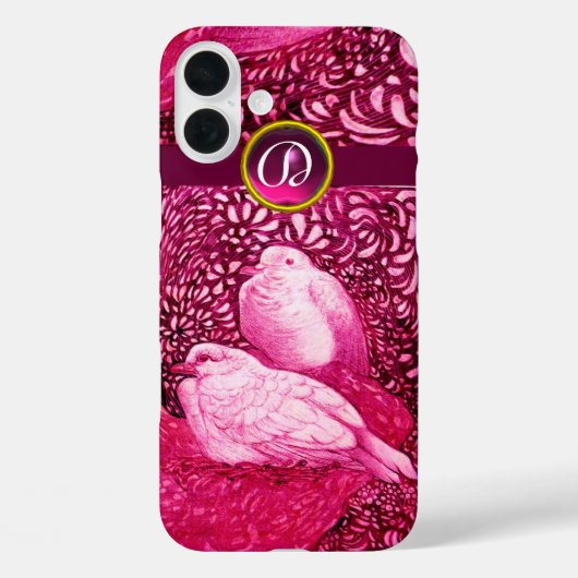 WEISSE DOVEN IN PINK FUCHSIA MONOGRAM Case-Mate iPhone HÜLLE (Rückseite)