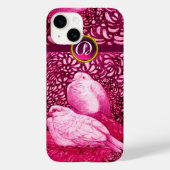 WEISSE DOVEN IN PINK FUCHSIA MONOGRAM Case-Mate iPhone HÜLLE (Rückseite)
