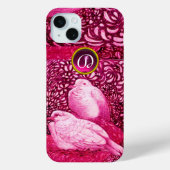 WEISSE DOVEN IN PINK FUCHSIA MONOGRAM Case-Mate iPhone HÜLLE (Rückseite)