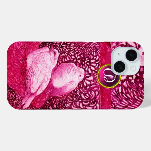 WEISSE DOVEN IN PINK FUCHSIA MONOGRAM Case-Mate iPhone HÜLLE (Rückseite (Horizontal))
