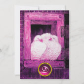 WEISSE DOVEN IN PINK LILA FENSTER WEDDING MONOGRAM EINLADUNG (Vorderseite)