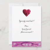 WEISSE DOVEN IN PINK LILA FENSTER WEDDING MONOGRAM EINLADUNG (Rückseite)