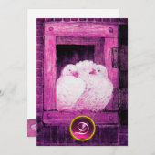 WEISSE DOVEN IN PINK LILA FENSTER WEDDING MONOGRAM EINLADUNG (Vorne/Hinten)