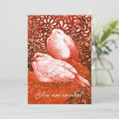 WEISSE DOVEN IN ROT EINLADUNG (Stehend Vorderseite)