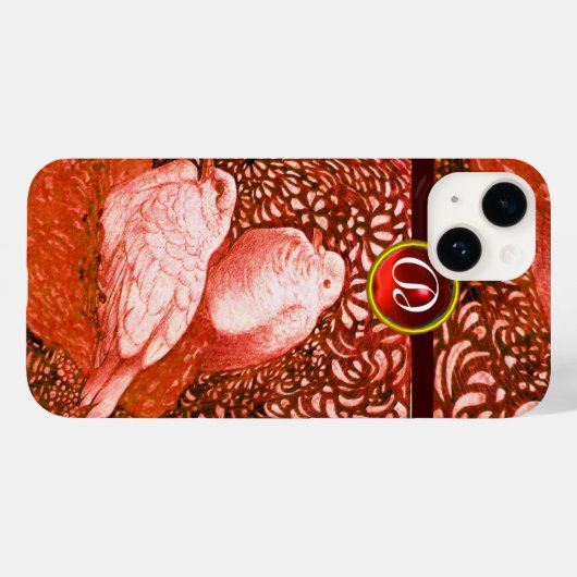 WEISSE DOVEN IN ROTEM MONOGRAM Case-Mate iPhone HÜLLE (Rückseite (Horizontal))