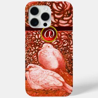 WEISSE DOVEN IN ROTEM MONOGRAM iPhone 15 PRO MAX HÜLLE