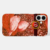 WEISSE DOVEN IN ROTEM MONOGRAM Case-Mate iPhone HÜLLE (Rückseite (Horizontal))