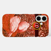 WEISSE DOVEN IN ROTEM MONOGRAM Case-Mate iPhone HÜLLE (Rückseite (Horizontal))