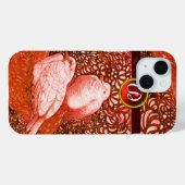 WEISSE DOVEN IN ROTEM MONOGRAM Case-Mate iPhone HÜLLE (Rückseite (Horizontal))