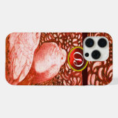 WEISSE DOVEN IN ROTEM MONOGRAM iPhone HÜLLE (Rückseite (Horizontal))