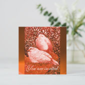 WEISSE DOVEN IN ROTER ORANGE EINLADUNG (Stehend Vorderseite)