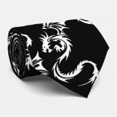 Weiße Drache-Schwarz-Hals-Krawatte Krawatte (Gerollt)